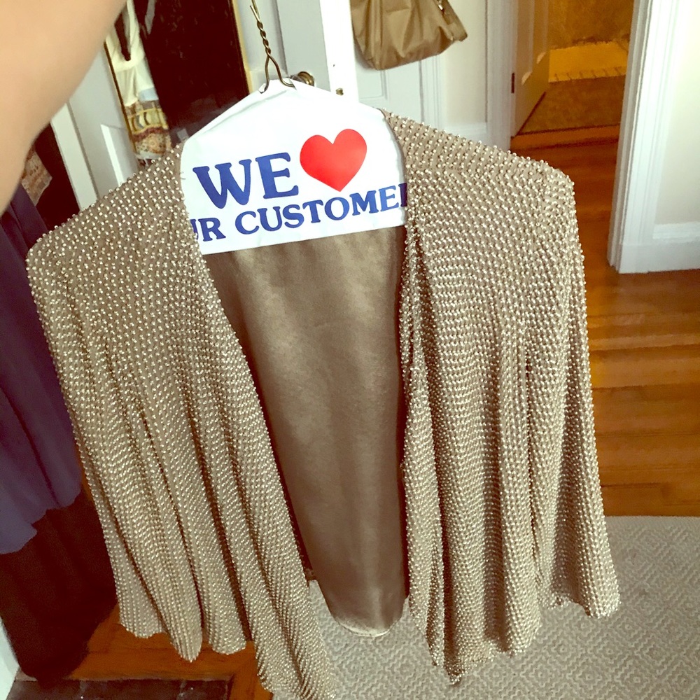 Parker Matte Beaded Sequin Jacket M. Free Shipping